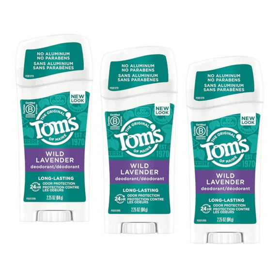 Tom's of Maine Natural Long-Lasting Deodorant Stick Lavender 2.25 oz (Pack of 3)