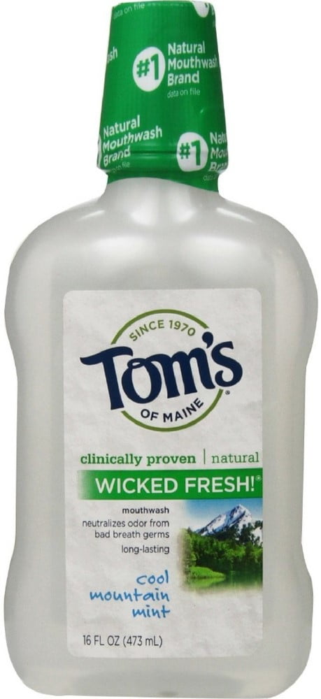 Tom's of Maine Long Lasting Wicked Fresh Mouthwash, Cool Mountain Mint 16 oz (Pack of 6)