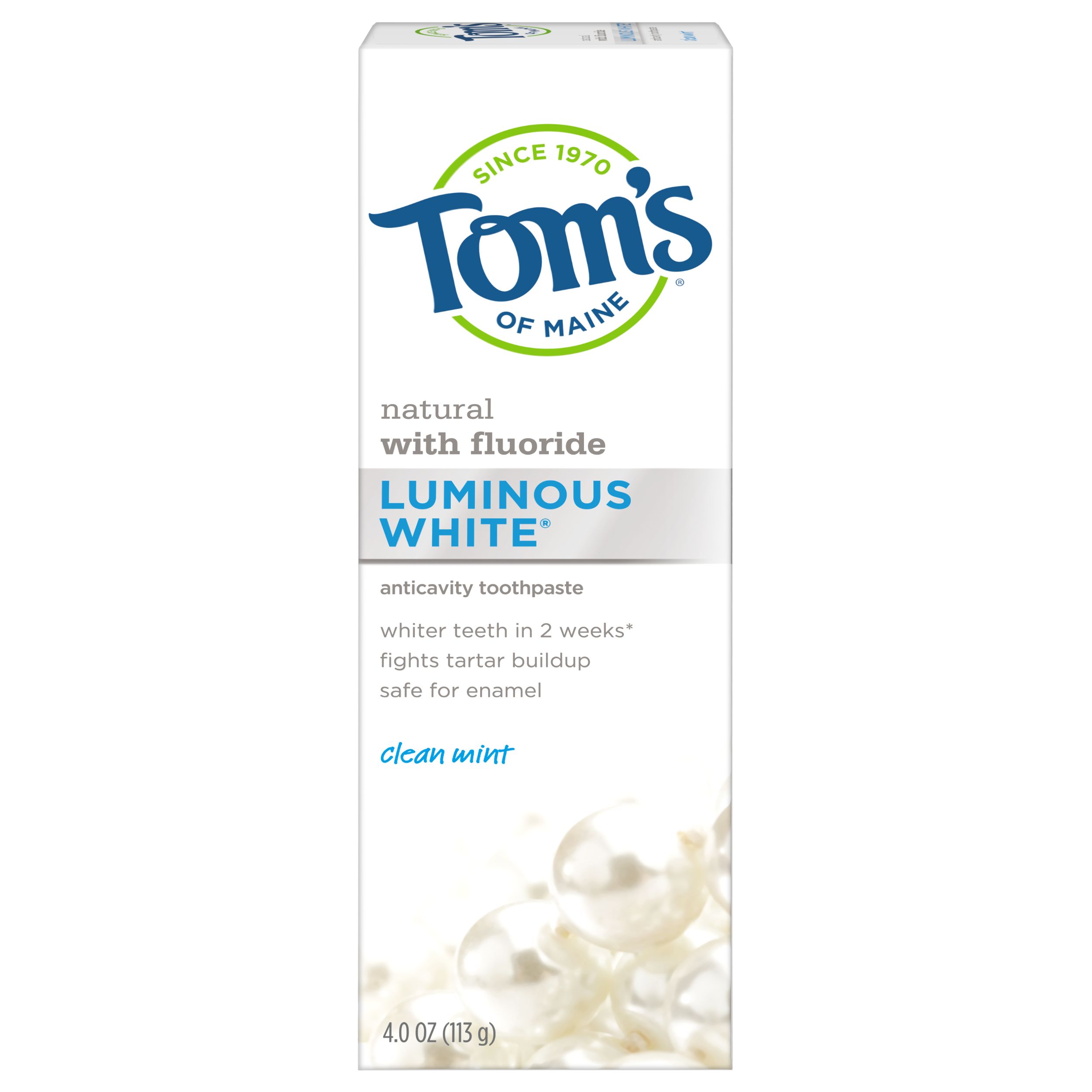 Tom's of Maine Luminous White Anticavity Natural Toothpaste, Clean Mint, 4.0oz - image 1 of 7