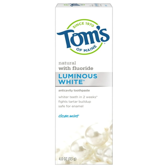 Tom's of Maine Luminous White Anticavity Natural Toothpaste, Clean Mint, 4.0oz
