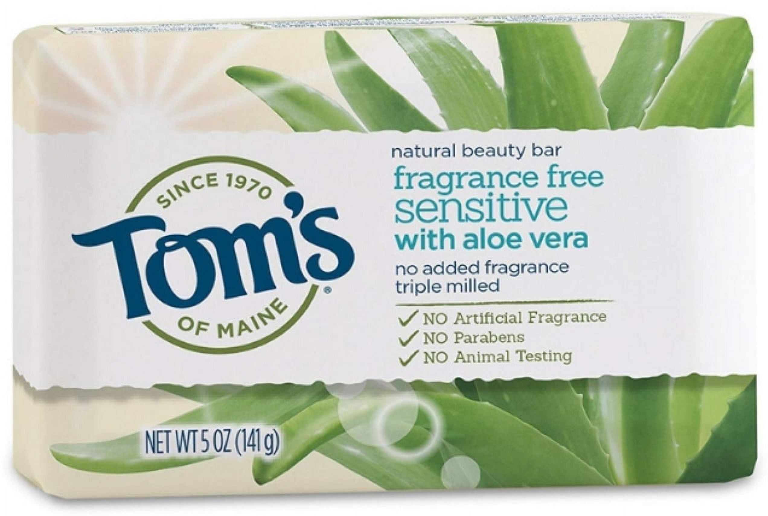 Tom's of Maine Natural Beauty Bar Soap with Aloe Vera, Fragrance