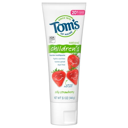 Tom's of Maine Children's Silly Strawberry Fluoride-Free Toothpaste, 5.1oz Pack Of 1