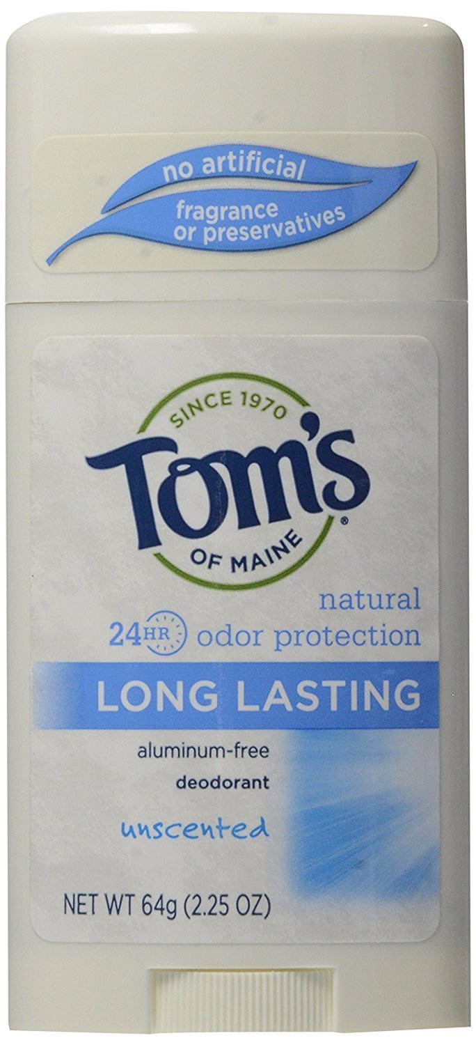 Tom's of Maine Natural Deodorant Stick, Aluminum Free, Long Lasting, Unscented, 2.25 oz