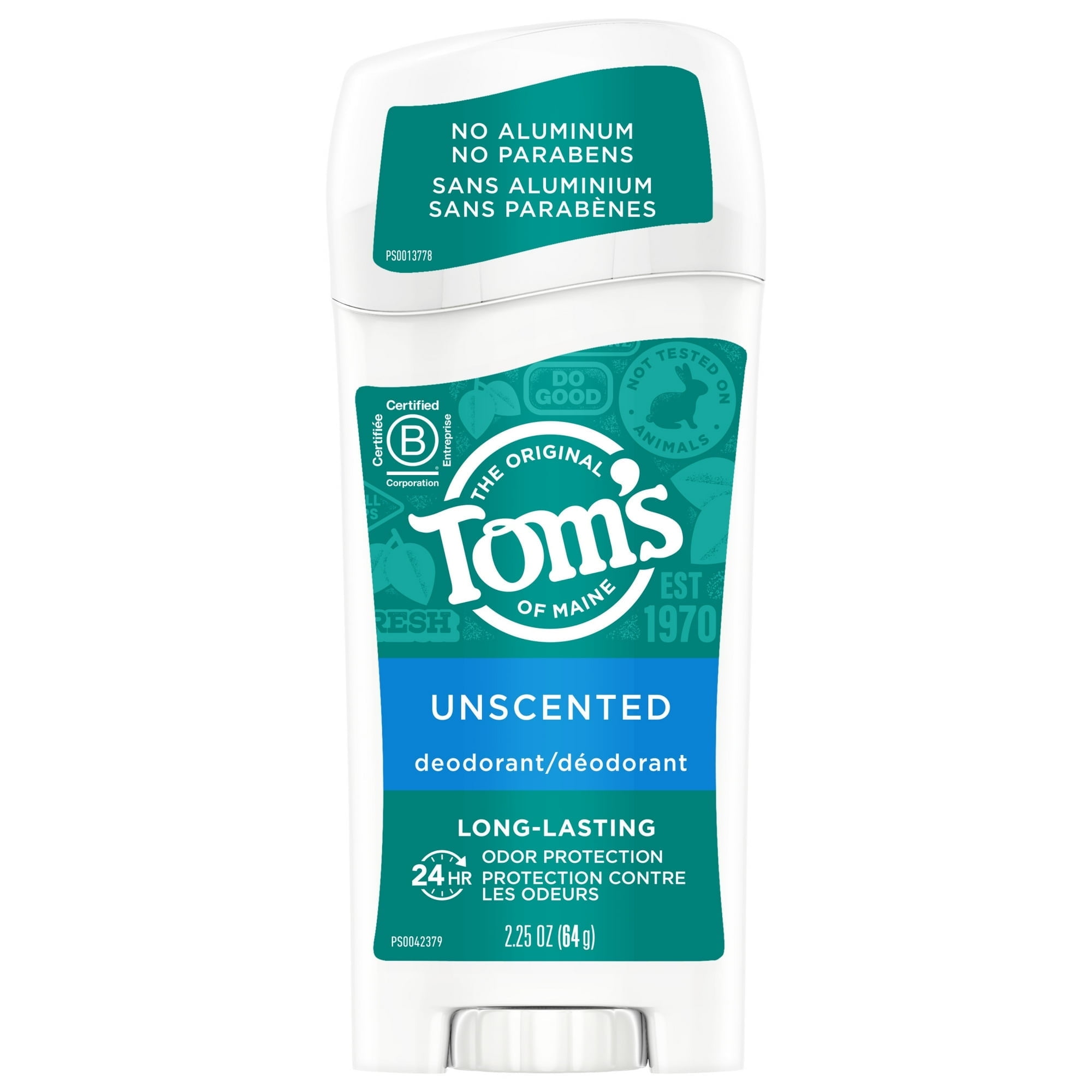 Tom's of Maine Natural Deodorant Stick, Unscented, 2.25 Ounce