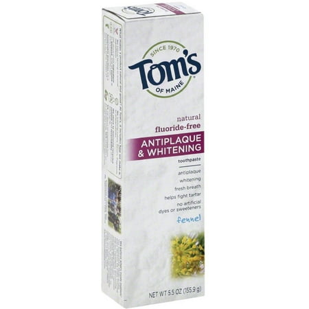 product image of Tom's of Maine Natural Fluoride-Free Antiplaque & Whitening Toothpaste, Fennel 5.50 oz (Pack of 6)