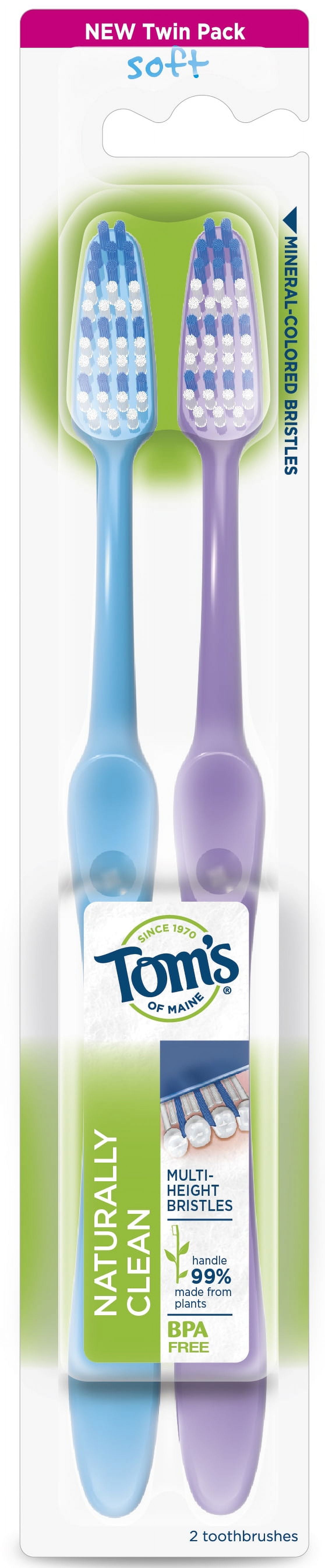 Tom's of Maine Naturally Clean Toothbrush, Soft, Twin Pack