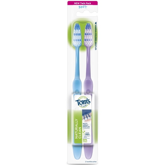 Tom's of Maine Naturally Clean Toothbrush, Soft, Twin Pack