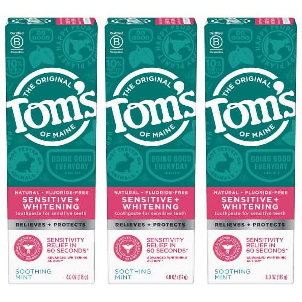 Tom's of Maine Sensitive Whitening Fluoride Free Toothpaste, 4 oz