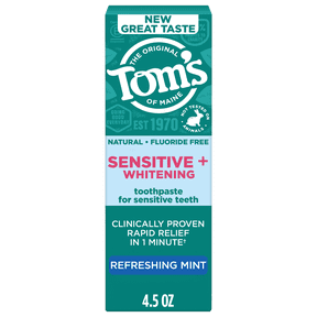 Tom’s of Maine Sensitive Plus Whitening Fluoride Free Toothpaste, Refreshing Mint, 4.5 oz