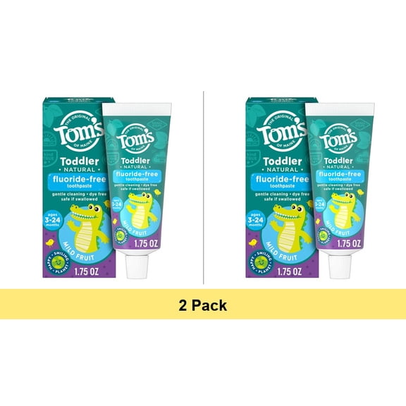 Tom's of Maine Toddler Fluoride-Free Natural Training Toothpaste Mild Fruit 1.75 oz - 2 Pack