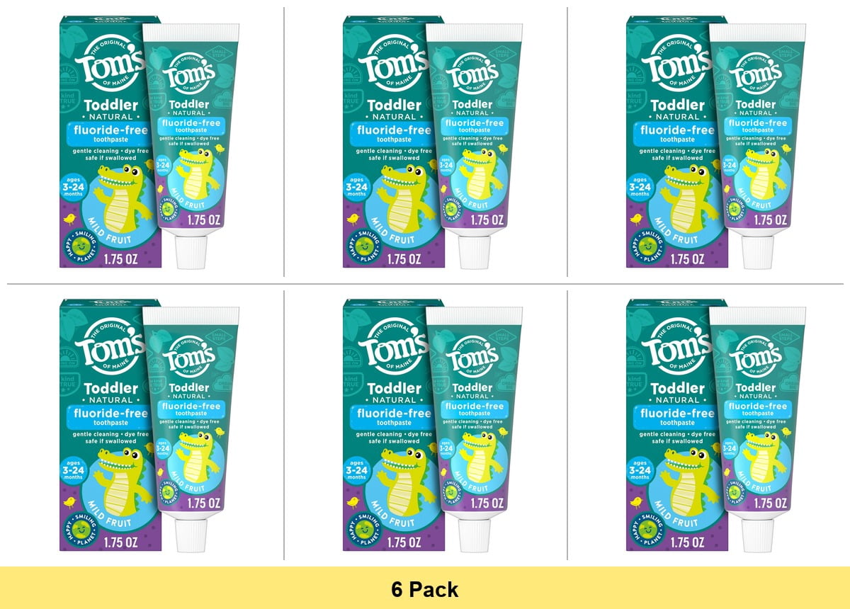 Tom's of Maine Toddler Fluoride-Free Natural Training Toothpaste Mild Fruit 1.75 oz - 6 Pack