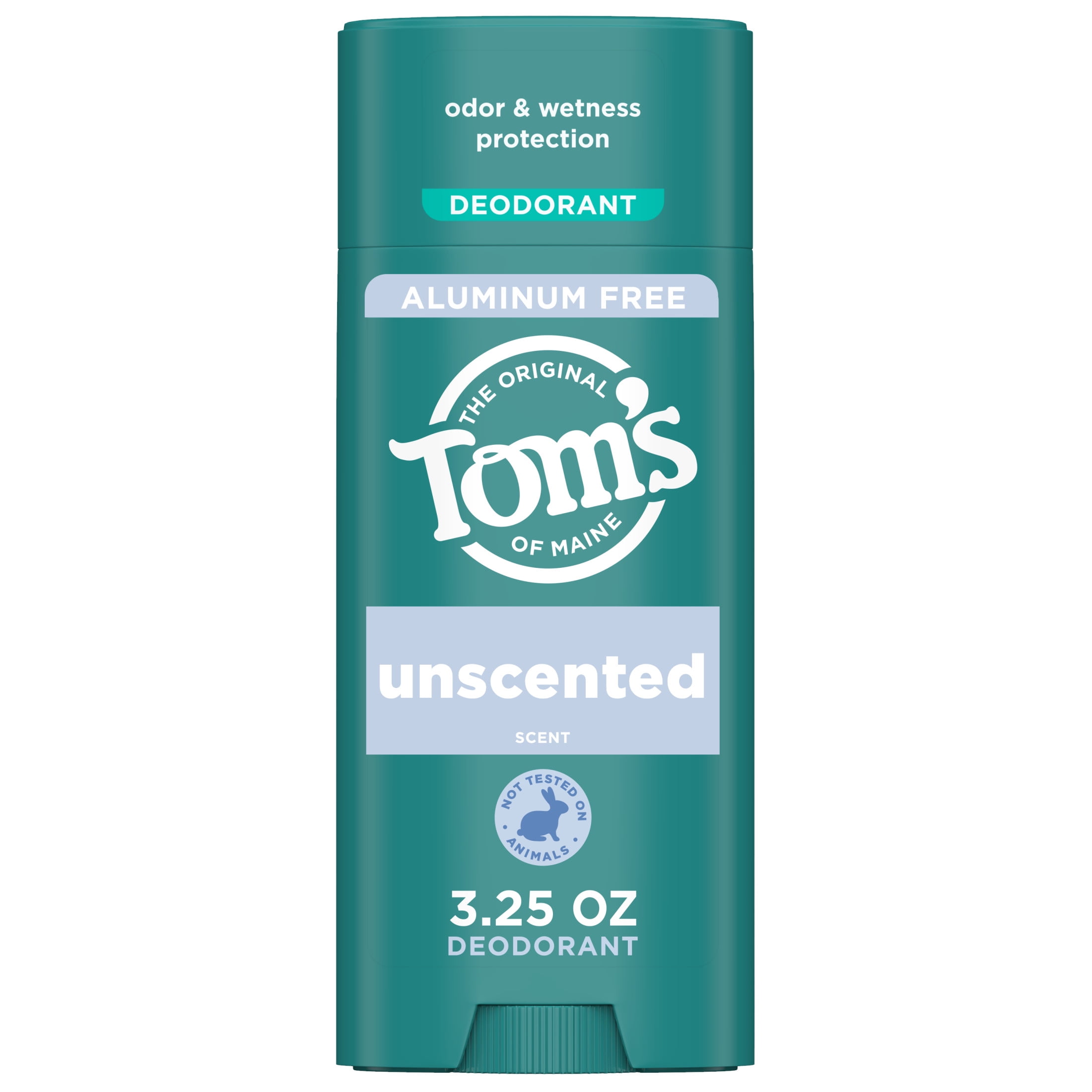 Toms of Maine Unscented Natural Deodorant, Aluminum Free, Clear Application, Odor & Wetness Protection, Naturally Derived Ingredients, 3.25 oz