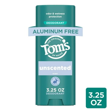 Tom’s of Maine Unscented Natural Deodorant, Aluminum Free, Odor & Wetness Protection, 3.25 oz