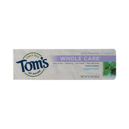 Tom's of Maine Whole Care Peppermint Fluoride Toothpaste, 4.7 oz