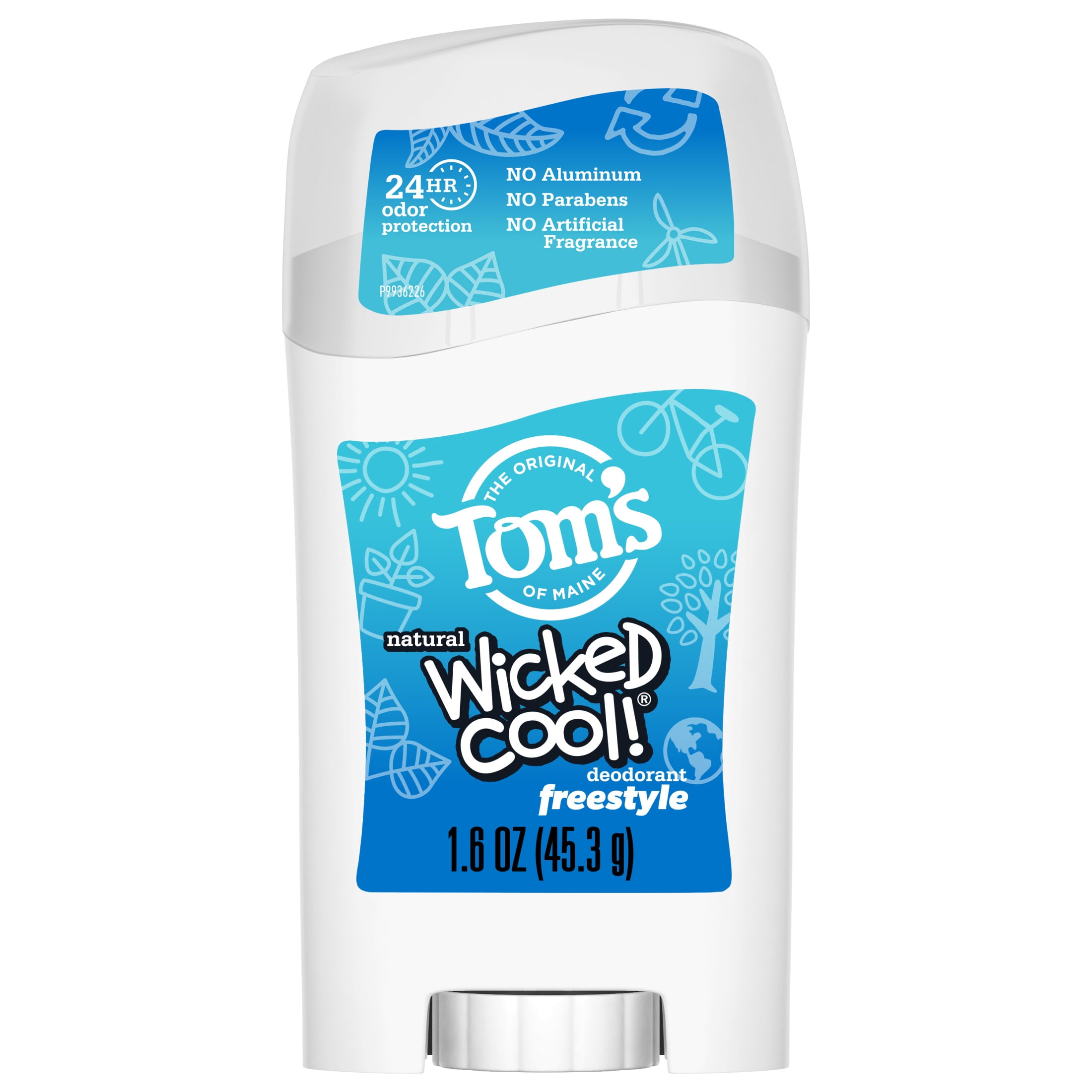 TOM'S OF MAINE Toms of Maine Freestyle Wicked Cool! Natural Deodorant for Tweens, Aluminum Free Deodorant Stick, 1.6 oz