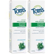 Tom's of Maine Wicked Fresh! Anticavity Natural Toothpaste, Cool Peppermint, 4.7oz, 2 Pack