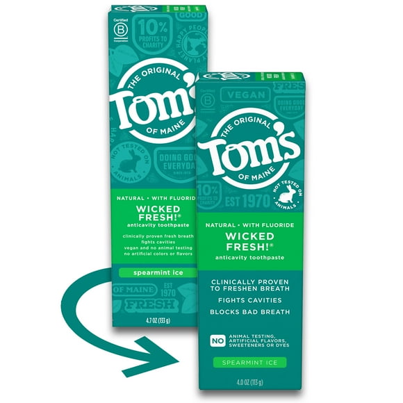 Tom’s of Maine Wicked Fresh Natural Fluoride Toothpaste, Spearmint Ice, 4.0 Oz
