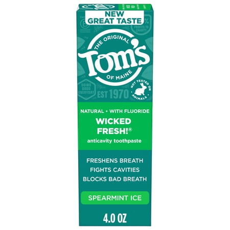 Tom's of Maine Wicked Fresh Natural Anticavity Toothpaste with Fluoride, Spearmint Ice, 4.0 oz