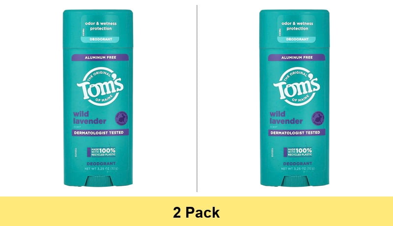 Tom's of Maine Wild Lavender Natural Deodorant for Men and Women, Aluminum Free, 3.25 oz - 2 Pack