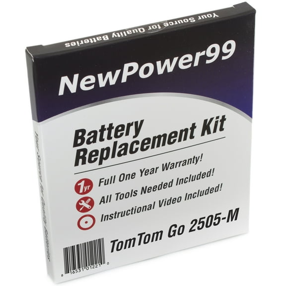 TomTom Go 2505M Battery Replacement Kit with Tools, Video Instructions, Extended Life Battery and Full One Year Warranty