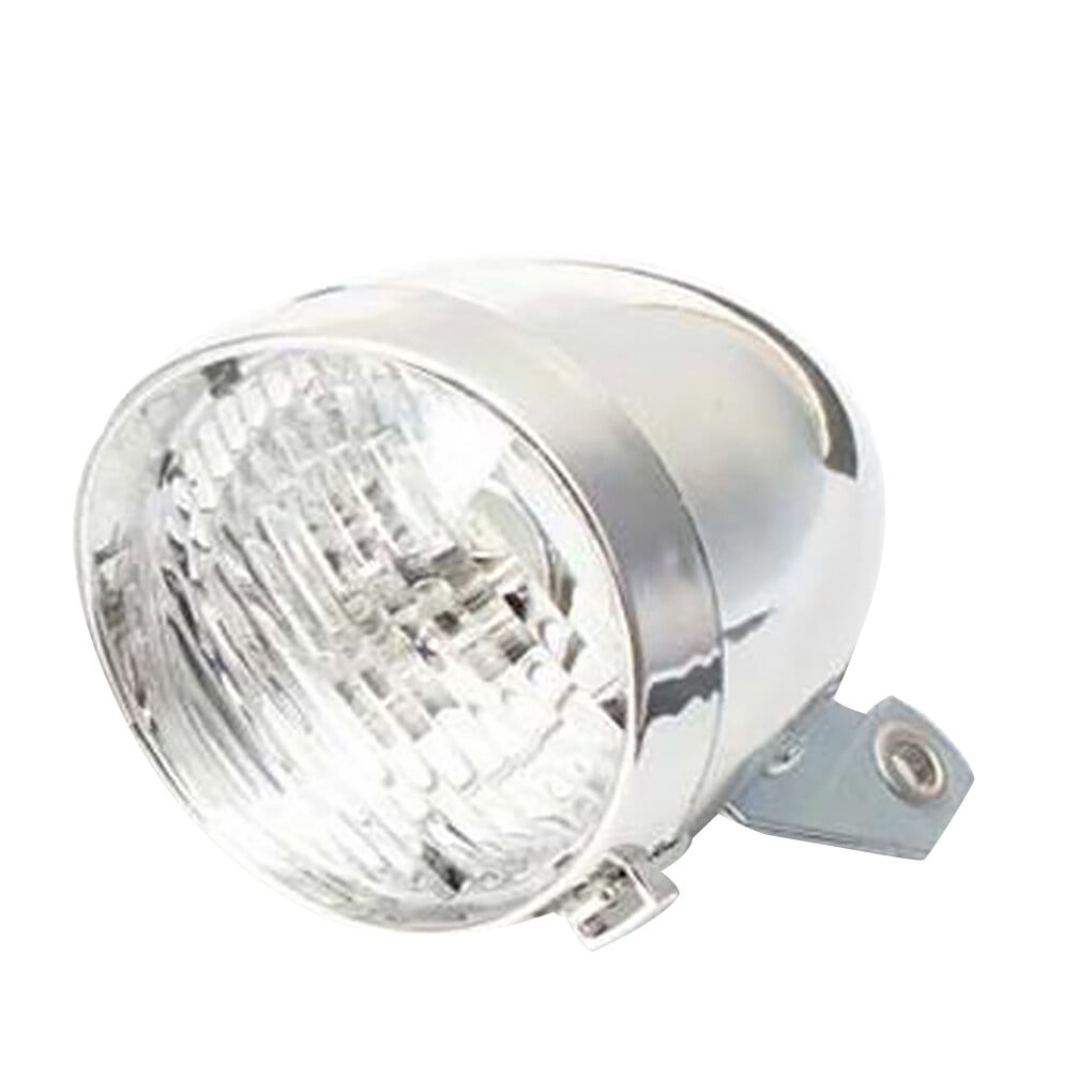 Toma Vintage LED Bicycle Headlight Road High Lumen Cycling Head Light Night Safety Battery Operated Lamp Equipment Biking Parts 200LM Silver Without