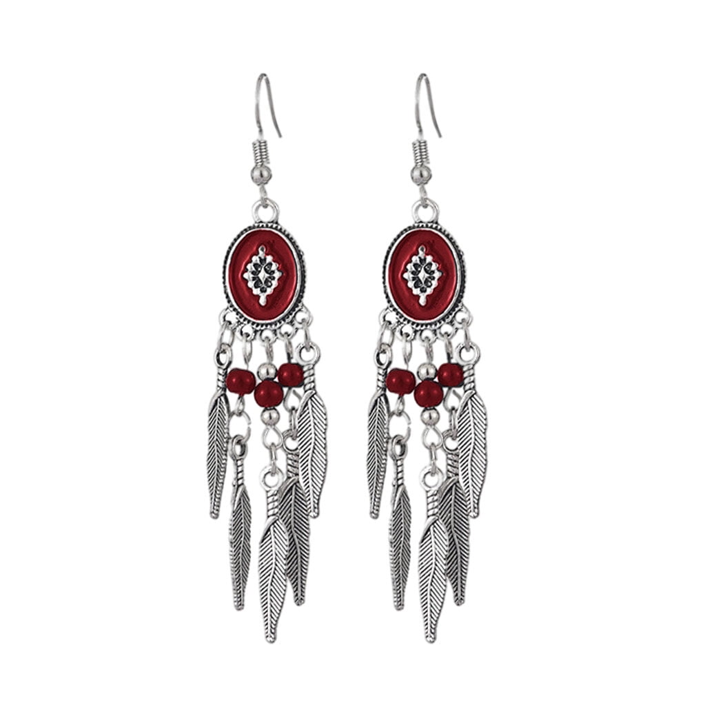 Amazon.com: Clip on dream catcher earrings silver with Black bead metal  feather pendants 3 5/8 inches long: Clothing, Shoes & Jewelry
