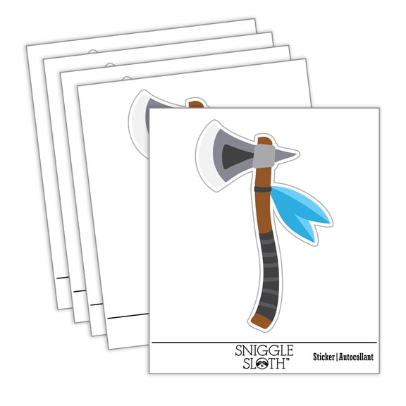 Tomahawk Native American Axe Tool Weapon Car Window Bumper Water Bottle Phone Tablet Laptop Waterproof Vinyl Decal Sticker Set 5-Pack - Gloss Finish - 3.0"
