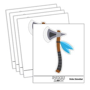 Tomahawk Native American Axe Tool Weapon Car Window Bumper Water Bottle Phone Tablet Laptop Waterproof Vinyl Decal Sticker Set 5-Pack - Gloss Finish - 3.0"
