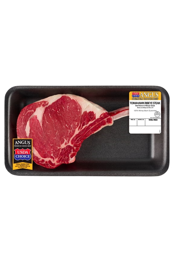 Tomahawk Ribeye Steak, Thick Cut, Bone-In, Choice Angus Beef, 1 Per Tray, 1.68 3.22 lb