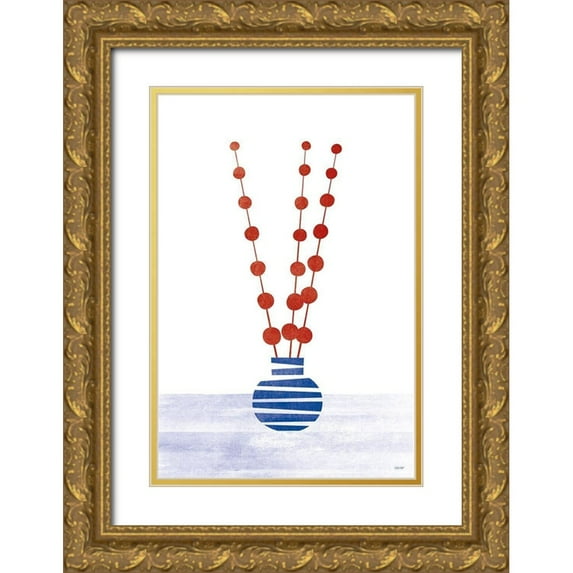 Tomas Design 13x18 Gold Ornate Wood Framed with Double Matting Museum Art Print Titled - Flowers