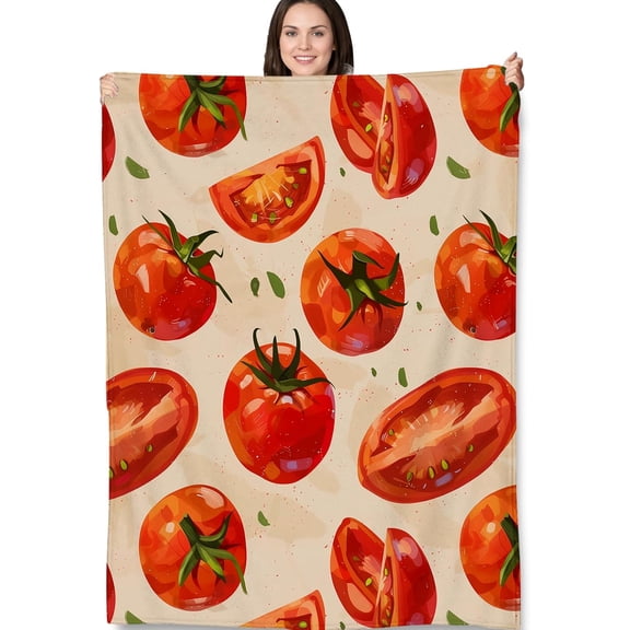 Tomato Blanket Gifts - Tomato Soft Fleece Throw Blankets - Perfect for Kitchen Decor, Gardeners, and Food Lovers - 50x60 Inches