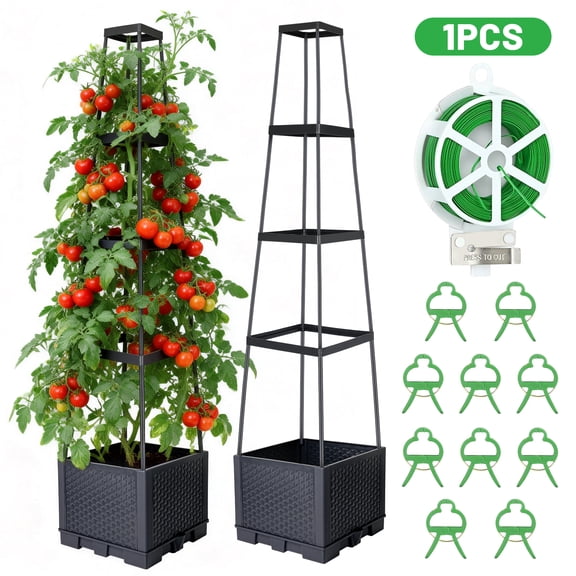 Tomato Cage, Raised Garden Beds Outdoor, Planters for Outdoor Plants with Trellis 57'' Tomato Planters for Climbing Vine Vegetables Flowers Plants Self Watering Tomatoes Cage for Outdoor Patio
