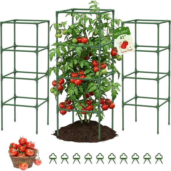 Tomato Cages,3 Packs Square Tomato Cage for Garden Plant Support,41 * 15 * 15in Heavy Duty Steel Plant Tower Stakes Trellis for Climbing Vegetables Flowers Fruits