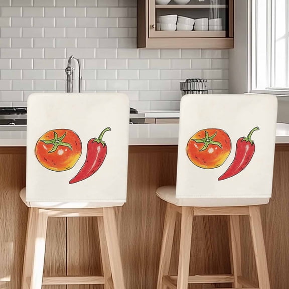 Tomato Chair Covers Set of 4 Chili Chair Back Covers Stretch Removable Washable Chairs Slipcovers Chair Protector for Dining Room Kitchen Party Decor