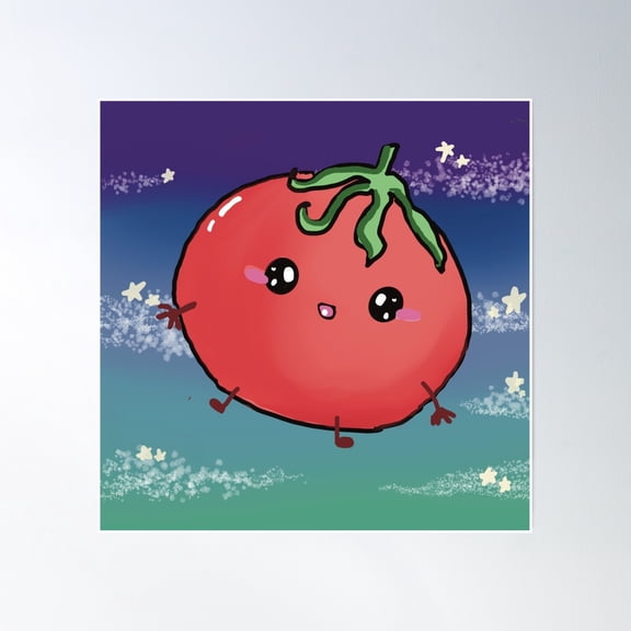 Tomato Flying In Space Poster Wall Art, Modern Wall Decor, 16x16 UNFRAMED