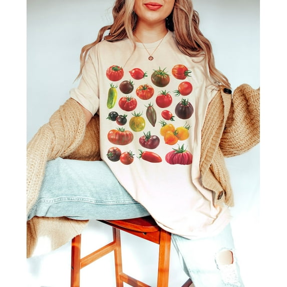 Tomato Fruit T-shirt, Botanical T-shirt, Cottagecore Clothing Vegan T-shirt, Garden Vegetable T-shirt, Fruit T-shirt.