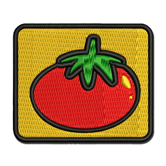 Tomato Fruit Vegetable Produce Doodle Applique Multi-Color Embroidered Iron-On Patch - 3 Inch Medium
