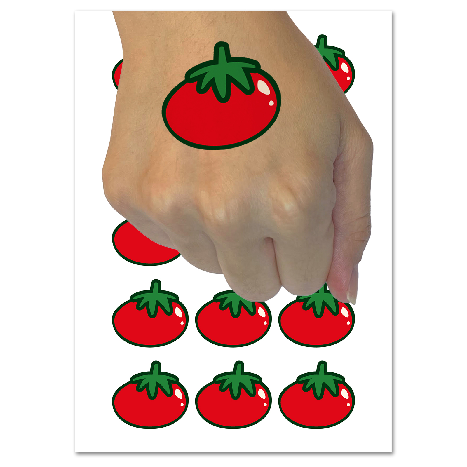 Tomato Fruit Vegetable Produce Doodle Water Resistant Temporary Tattoo