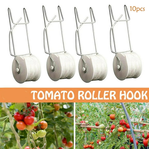 Tomato Hook Plant Support Clips, Galvanized Steel Hanging Hooks With Nylon Rope For Tomatoes Cucumbers Beans And Vines, Durable Greenhouse And Garden Vertical Support System, Easy Install