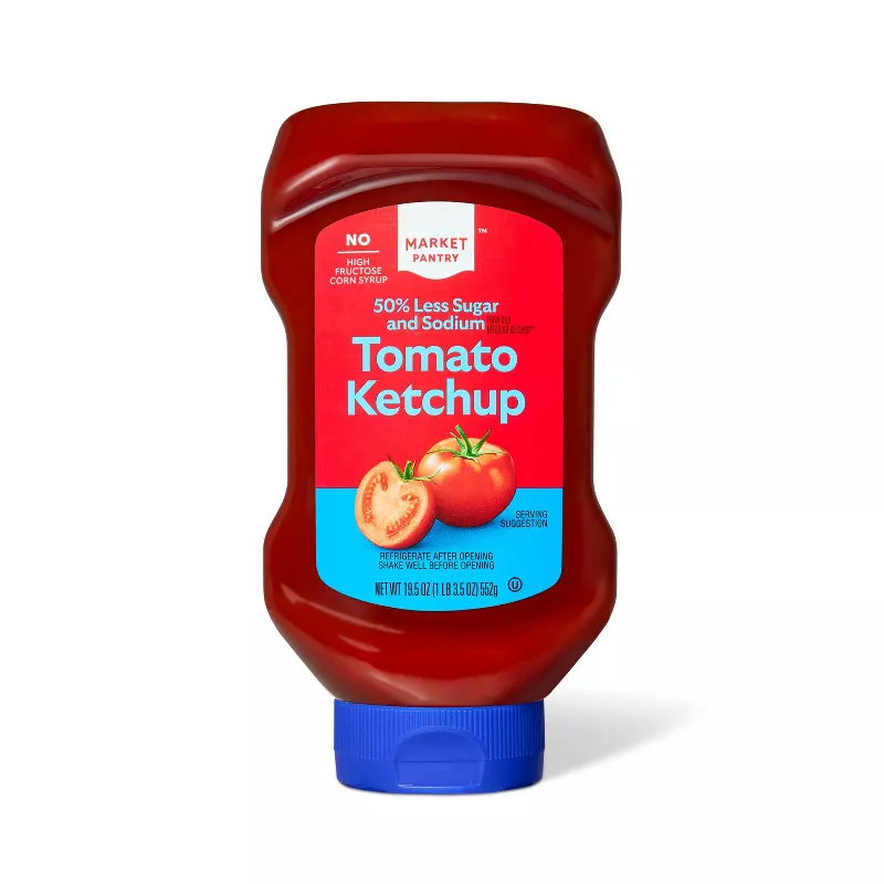 Tomato Ketchup 50% Reduced Sugar and Sodium 19.5oz Market Pantry (Pack of 2)