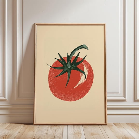 Tomato Kitchen Print Eclectic Food Wall Art Red Botanical Dining Decor, Unframed Canvas 16x20in