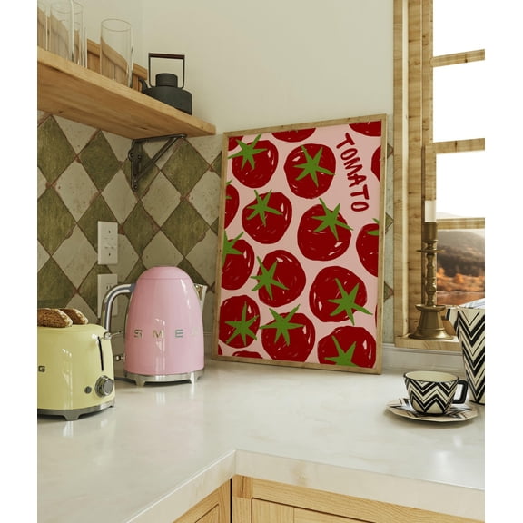 Tomato Love Poster: Retro Food Kitchen Wall Art, Vintage Kitchen Decor, Unframed Paper Poster 8x10in