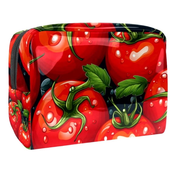 Tomato PVCCosmetic Storage Bag with Zipper, Printed Design -, Zipper Pouch, Money Pouch for Travel - Ideal for Ladies and Girls on the Go
