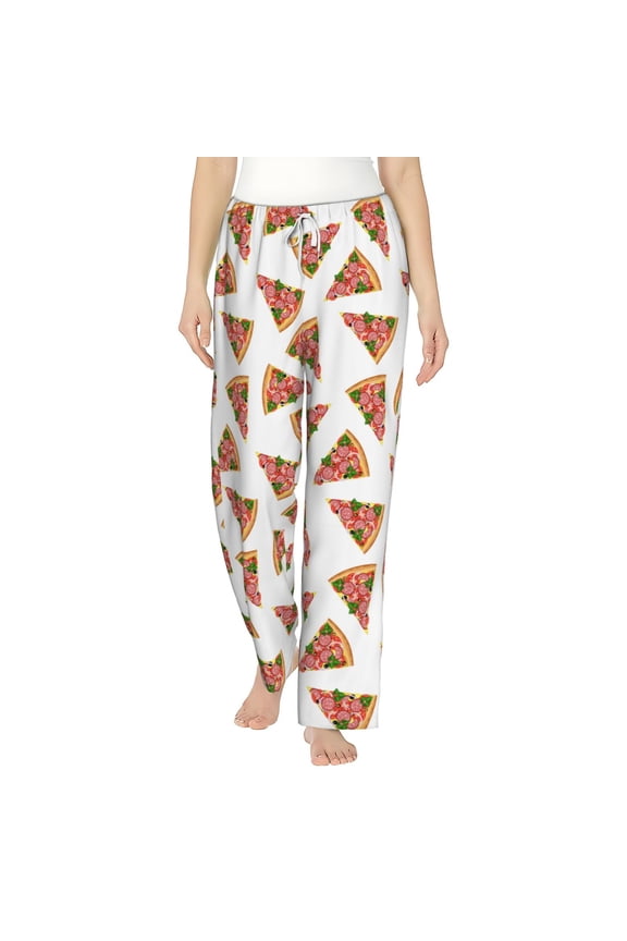 Tomato Pizza Women's Comfy Pajama Pants with Pockets, Soft Stretch Drawstring Lounge Pants, Soft Casual Wide Leg PJS Sleep Bottoms Medium