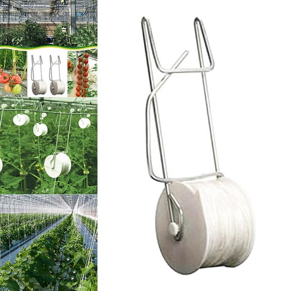 Tomato Plant Support Hooks with Nylon Rope, Galvanized Steel Vegetable Trellis Clips for Greenhouse Tomatoes Cucumbers Beans