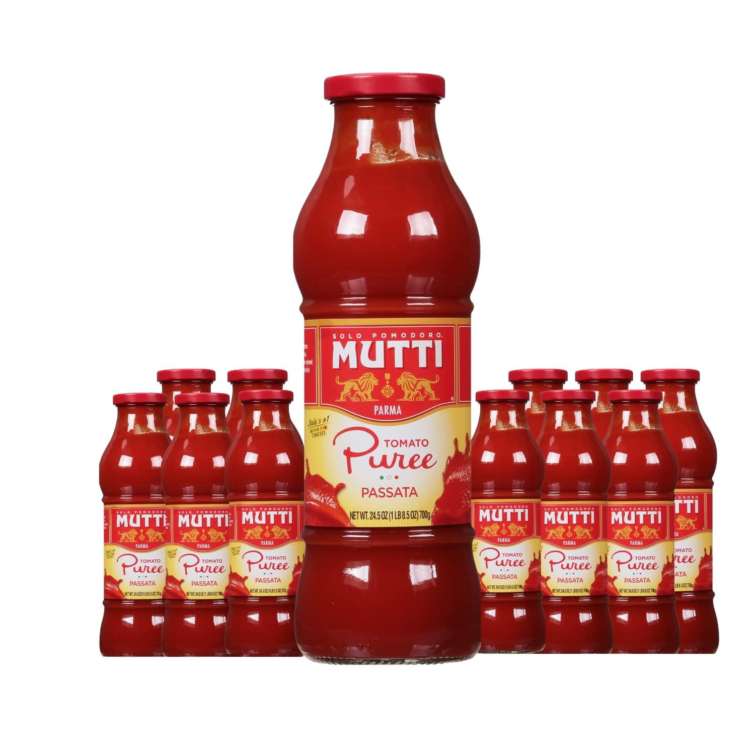 Tomato Puree (Passata), 24.5 oz. | 12 Pack | Italys #1 Brand of Tomatoes | Fresh Tastefor Cooking|Canned Tomatoes | Vegan Friendly \u0026 Gluten Free | No Additives orPreservatives