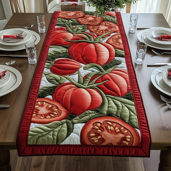 Tomato Quilted Table Runner