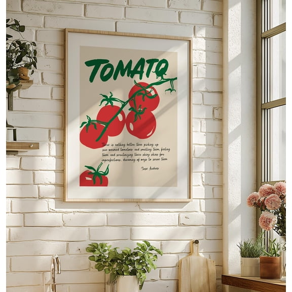 Tomato Quote Poster Kitchen Wall Art Food Typography Decor, Unframed Paper Poster 24x36in