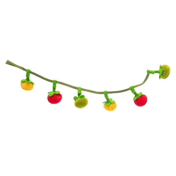 Tomato Shape Cat Teaser Toy with Bell, Plush Interactive Scratching and Chewing Toy for Indoor Cat Daily Fun, Multicolor