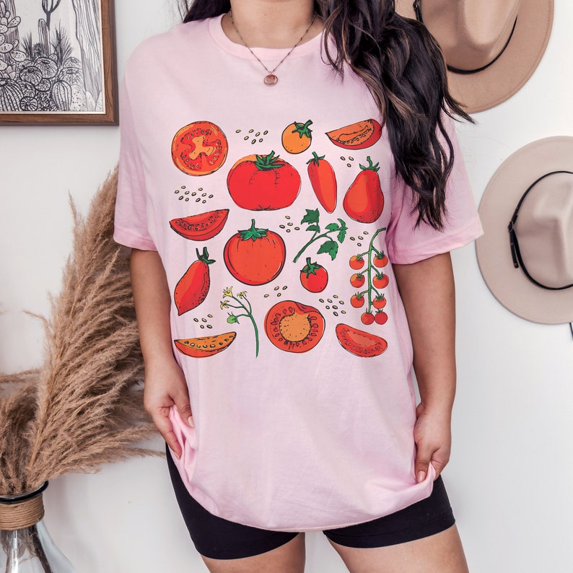 Tomato Shirt Fruit Shirt Botanical Shirt Cottagecore Clothing Vegan Shirt Garden T Shirt Vegetable T Shirt Fruit Tee Aesthetic Clothes
